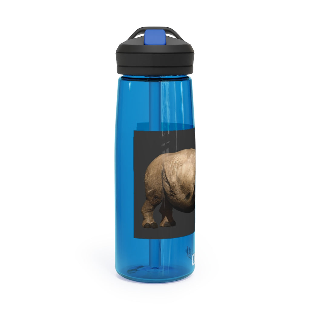 Rhino CamelBak Eddy® Water Bottle in 20oz and 25oz sizes, showcasing its durable Tritan™ material and spill-proof design.